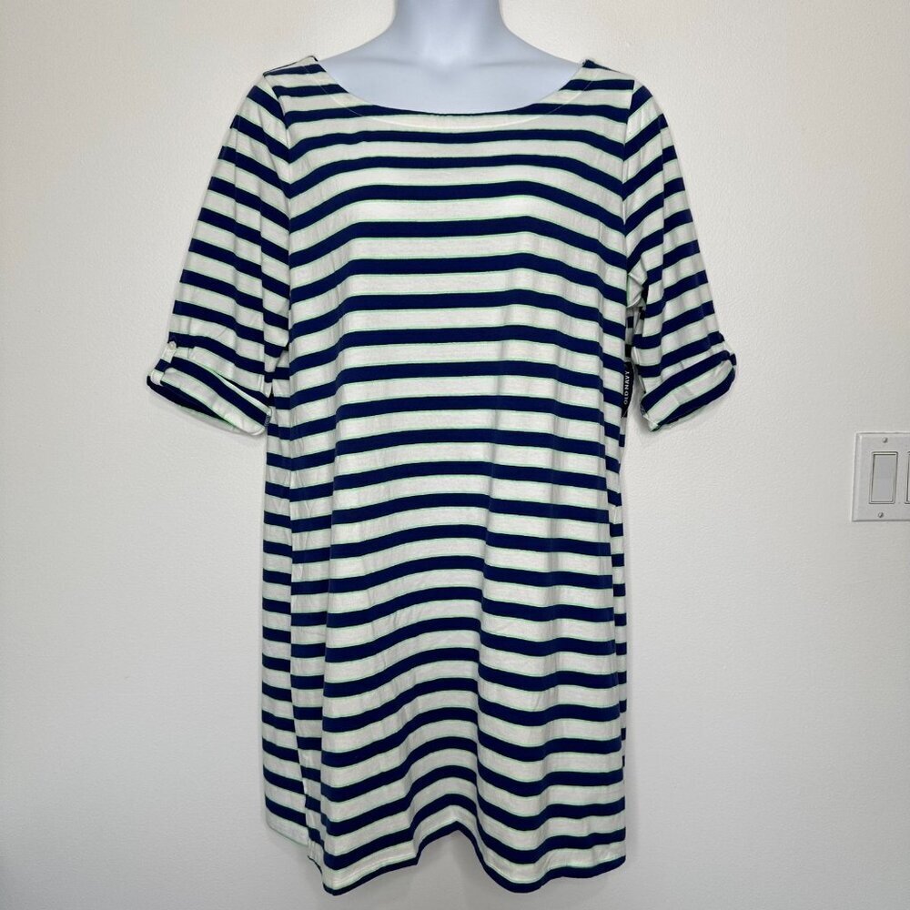 NWT Old Navy Shift Striped Dress 2XL‎ White Blue Cotton Blend Nautical